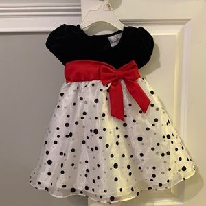 2T Holiday Dress - Velvet Top and Polka Dots